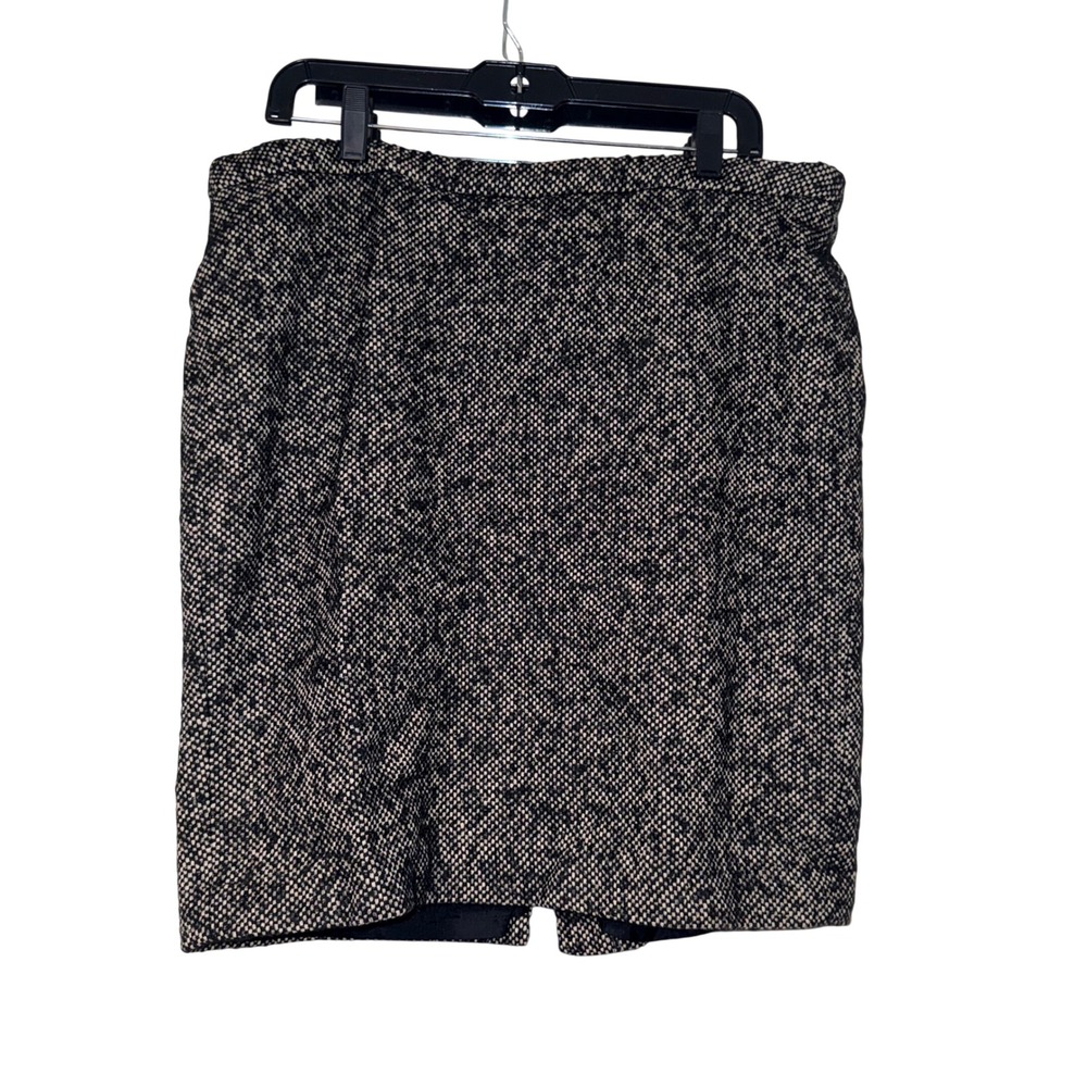 Michael Kors Classic Tweed Pencil Skirt Womens 14 Black White Wool Blend